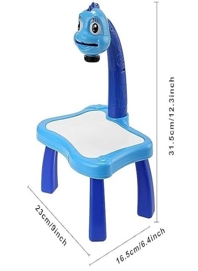 KIDIIG Frozen Theme 3 in 1 Kids Painting Drawing Activity Kit Table Projector Table 24 Key, Blue - Image 2